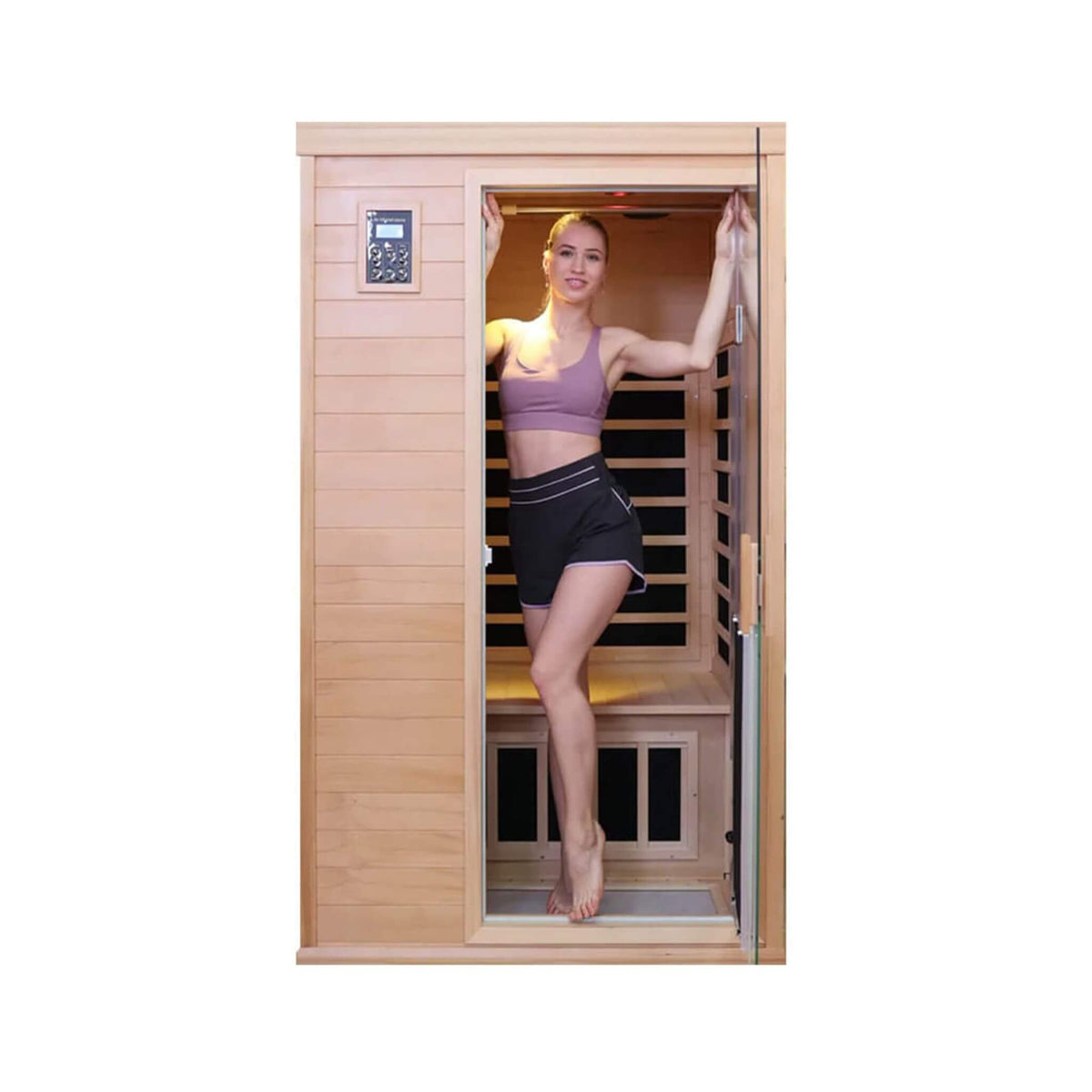 Ivara Luxury 2-Person Hemlock Wood FAR Infrared Sauna Room W/ Glass Door (SAK81525)