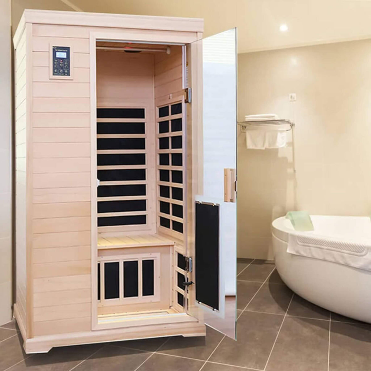 Ivara Luxury 2-Person Hemlock Wood FAR Infrared Sauna Room W/ Glass Door (SAK81525)