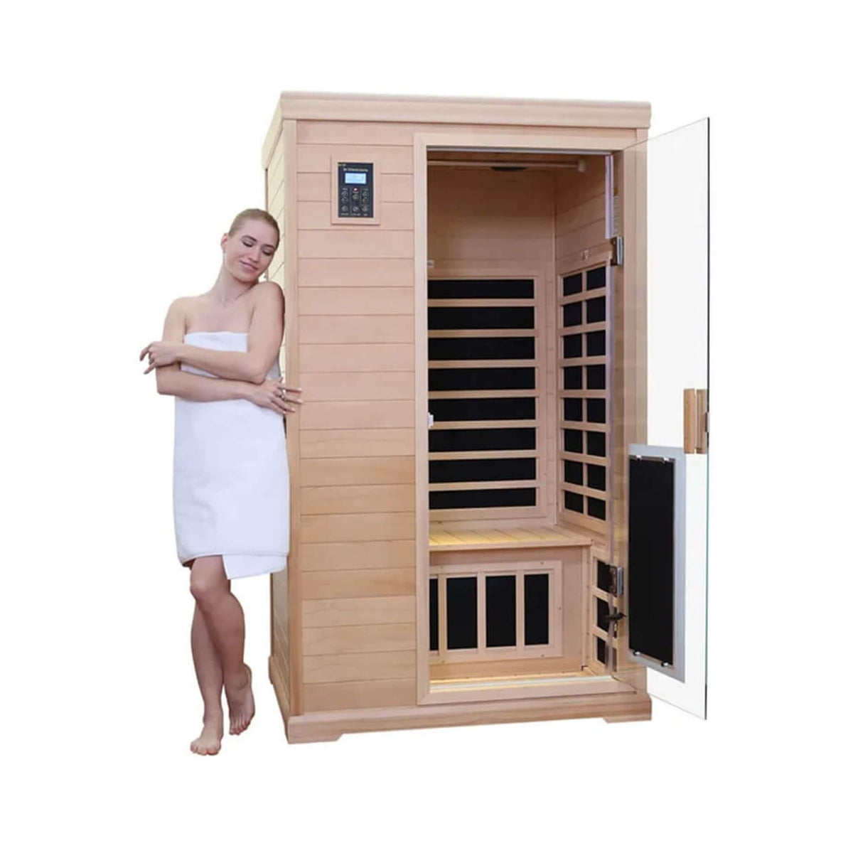 Ivara Luxury 2-Person Hemlock Wood FAR Infrared Sauna Room W/ Glass Door (SAK81525)