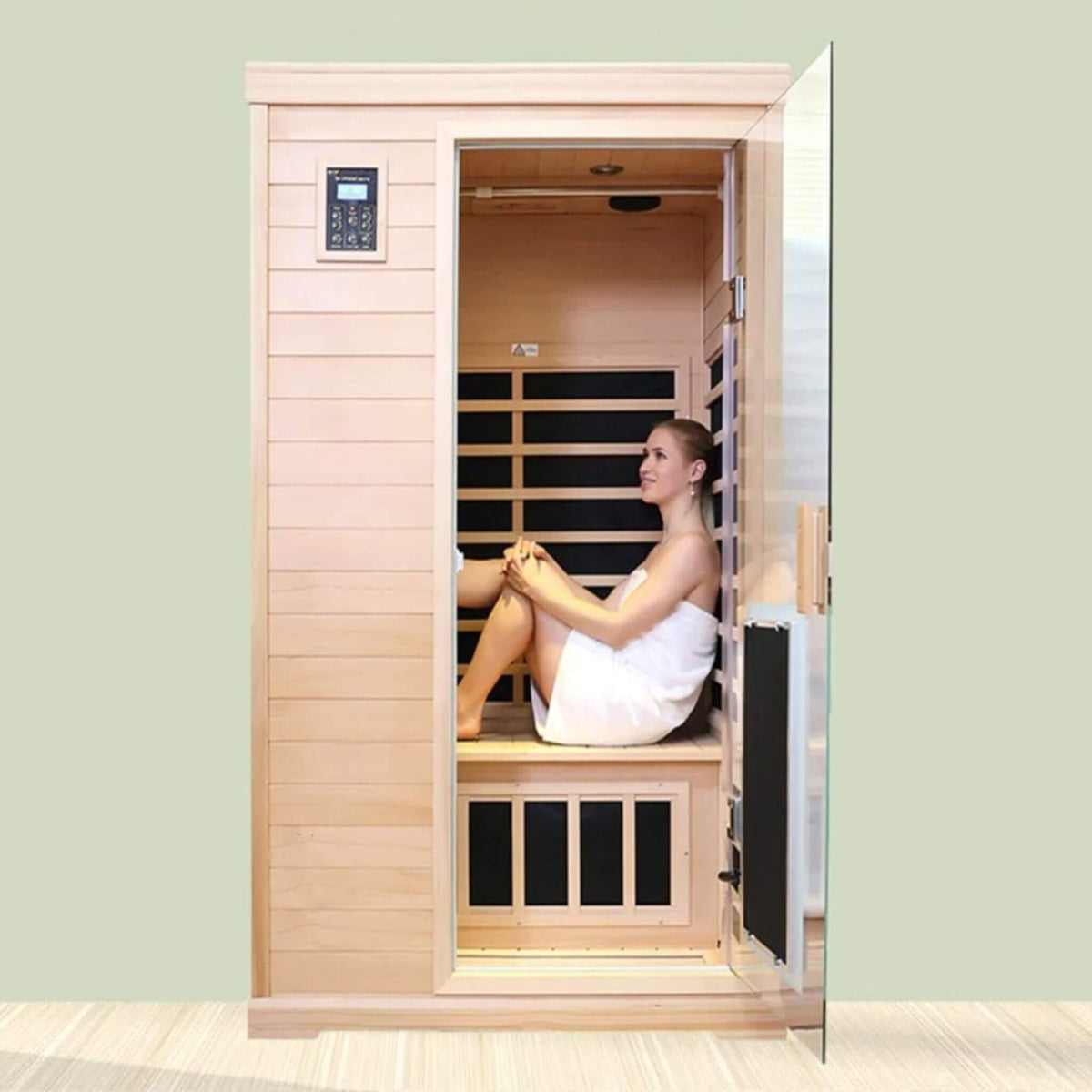 Ivara Luxury 2-Person Hemlock Wood FAR Infrared Sauna Room W/ Glass Door (SAK81525)